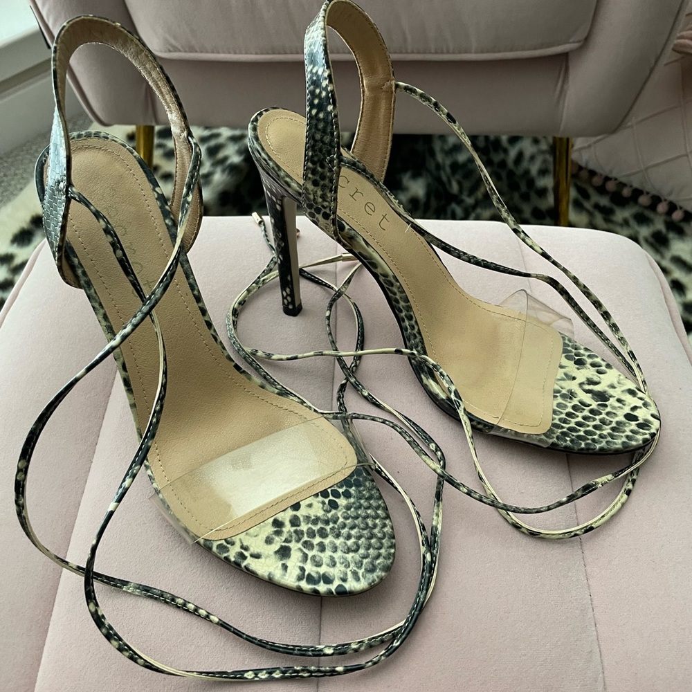Animal print stiletto sandals size 40